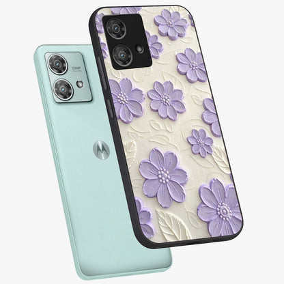 Floral Wall Art With Purple Flowers Glass Case displayed in angled mockup highlighting vibrant purple floral illustration with artistic aesthetic.