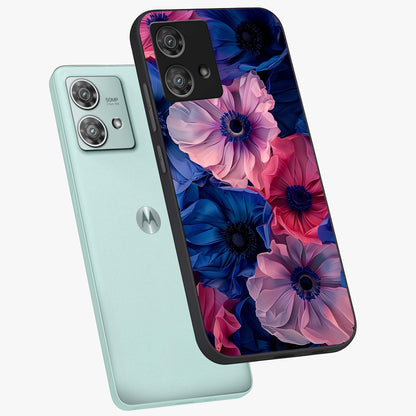 Flower Paper Art Pattern Glass Case displayed in angled mockup highlighting layered paper flower design with artistic aesthetic.
