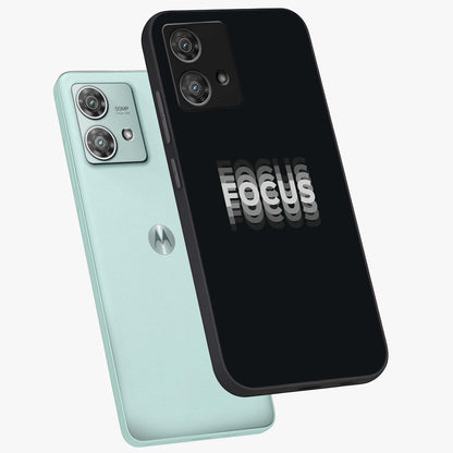 Focus Mode On Glass Case displayed in angled mockup highlighting clean minimal text artwork with modern aesthetic style.