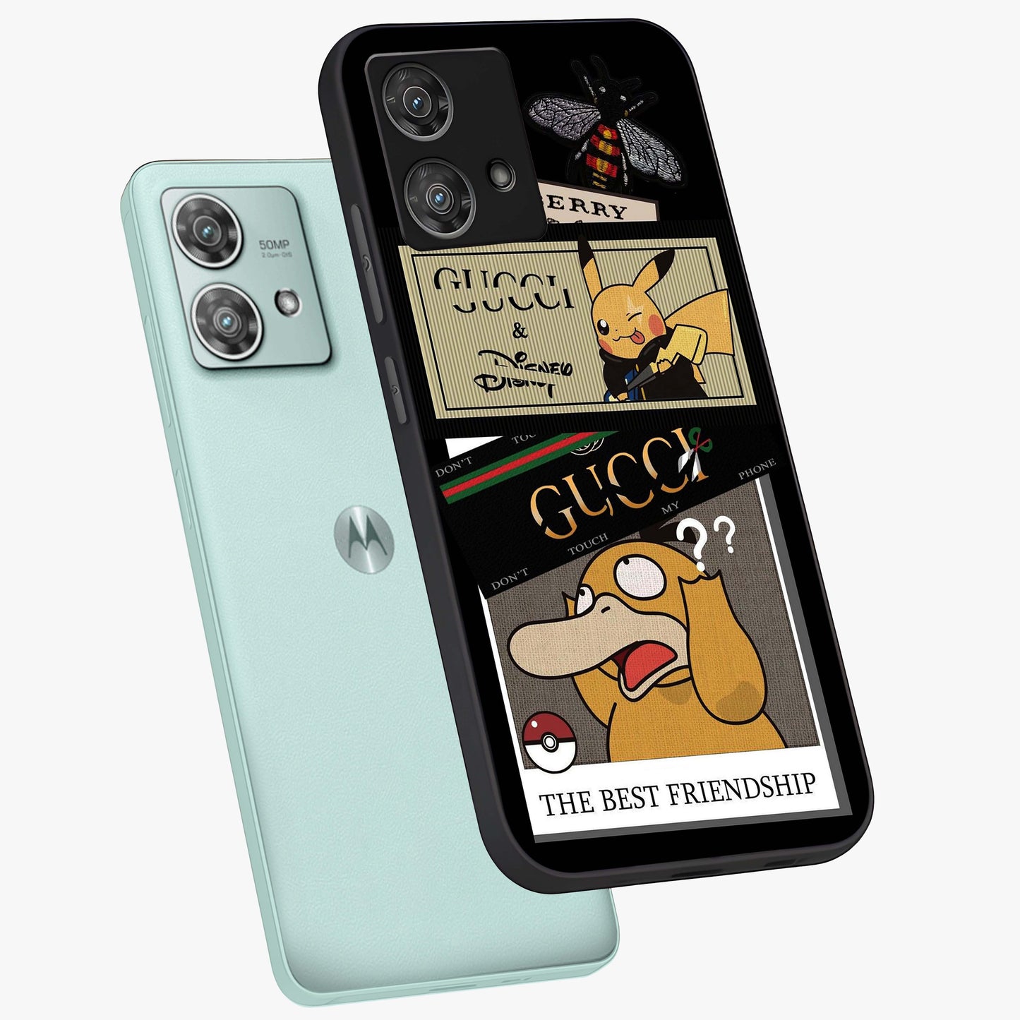 Gucci Play Mashup Glass Case displayed in angled mockup highlighting stylish fashion mashup design with bold aesthetic.