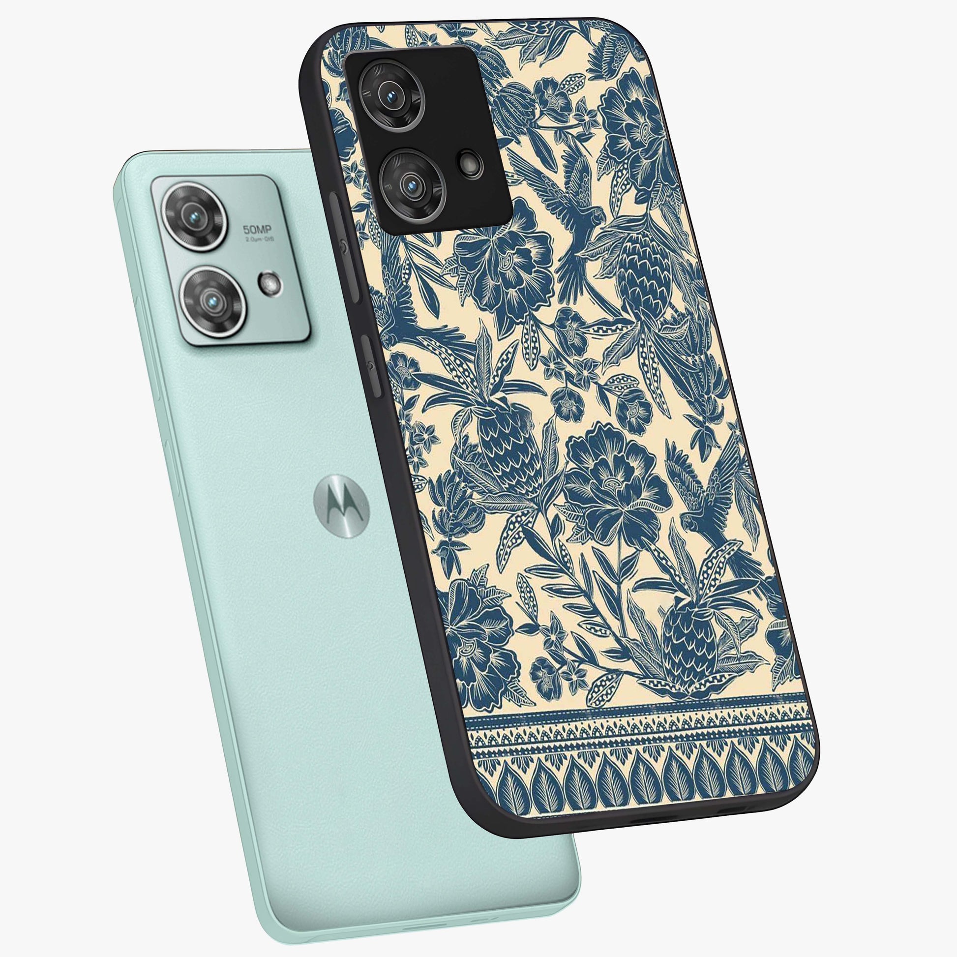 Heirloom Wild Bloom Glass Case displayed in angled mockup highlighting botanical bloom design with classic aesthetic style.