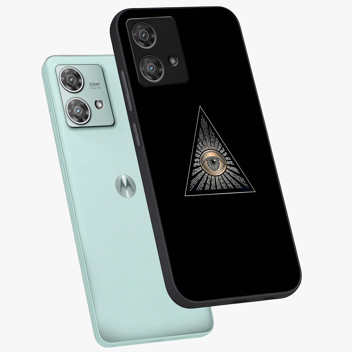 Illuminati Evil Glass Case displayed in angled mockup highlighting dark occult inspired design with bold aesthetic style.