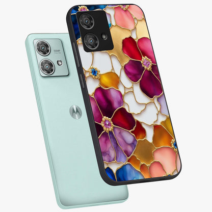Marble Flower Pattern Glass Case displayed in angled mockup highlighting elegant marble floral design with modern aesthetic.