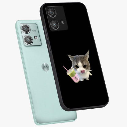 Matcha Cat Style Glass Case displayed in angled mockup highlighting playful feline design with pastel matcha aesthetic.