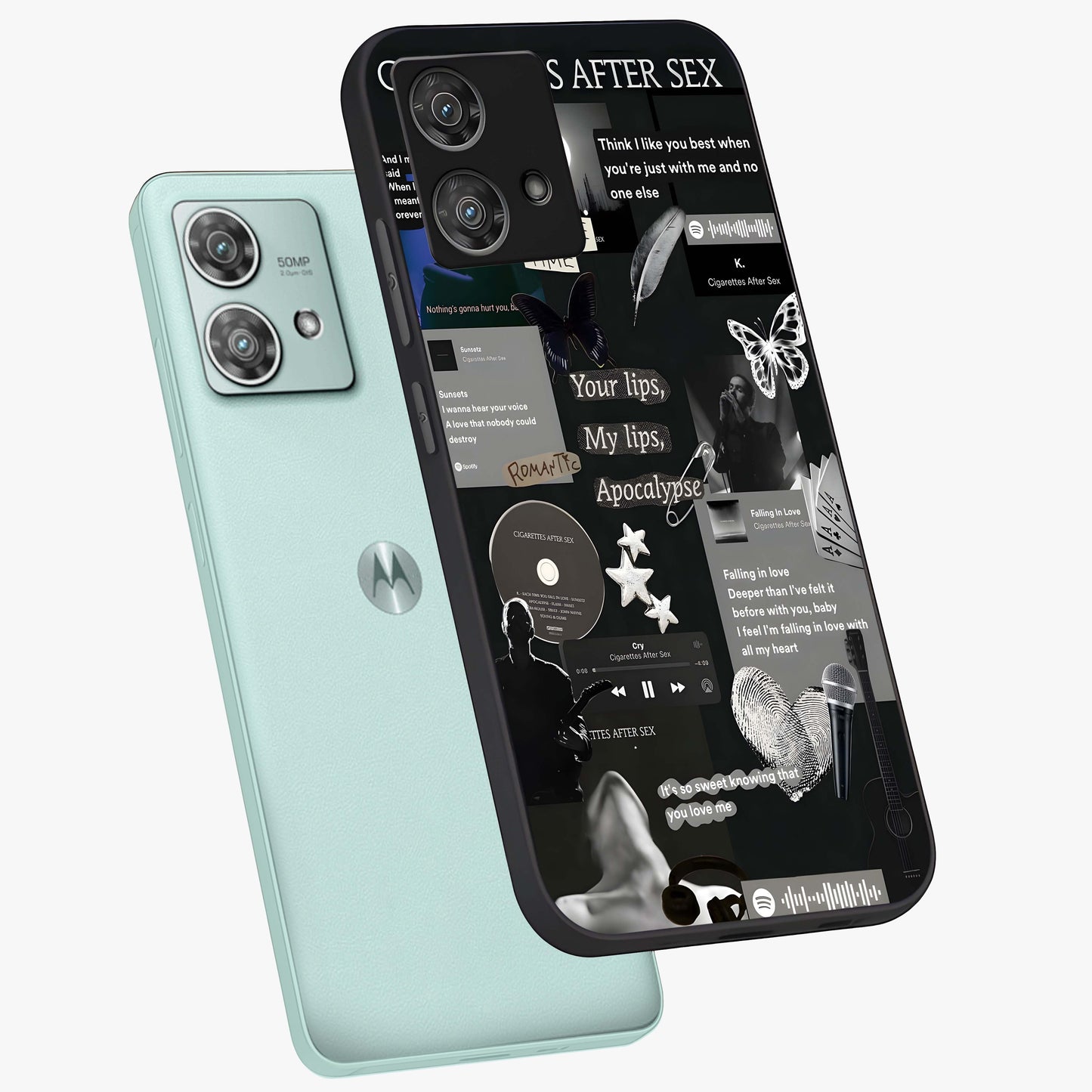 Midnight Love Echo Glass Case displayed in angled mockup highlighting elegant love inspired design with deep aesthetic style.