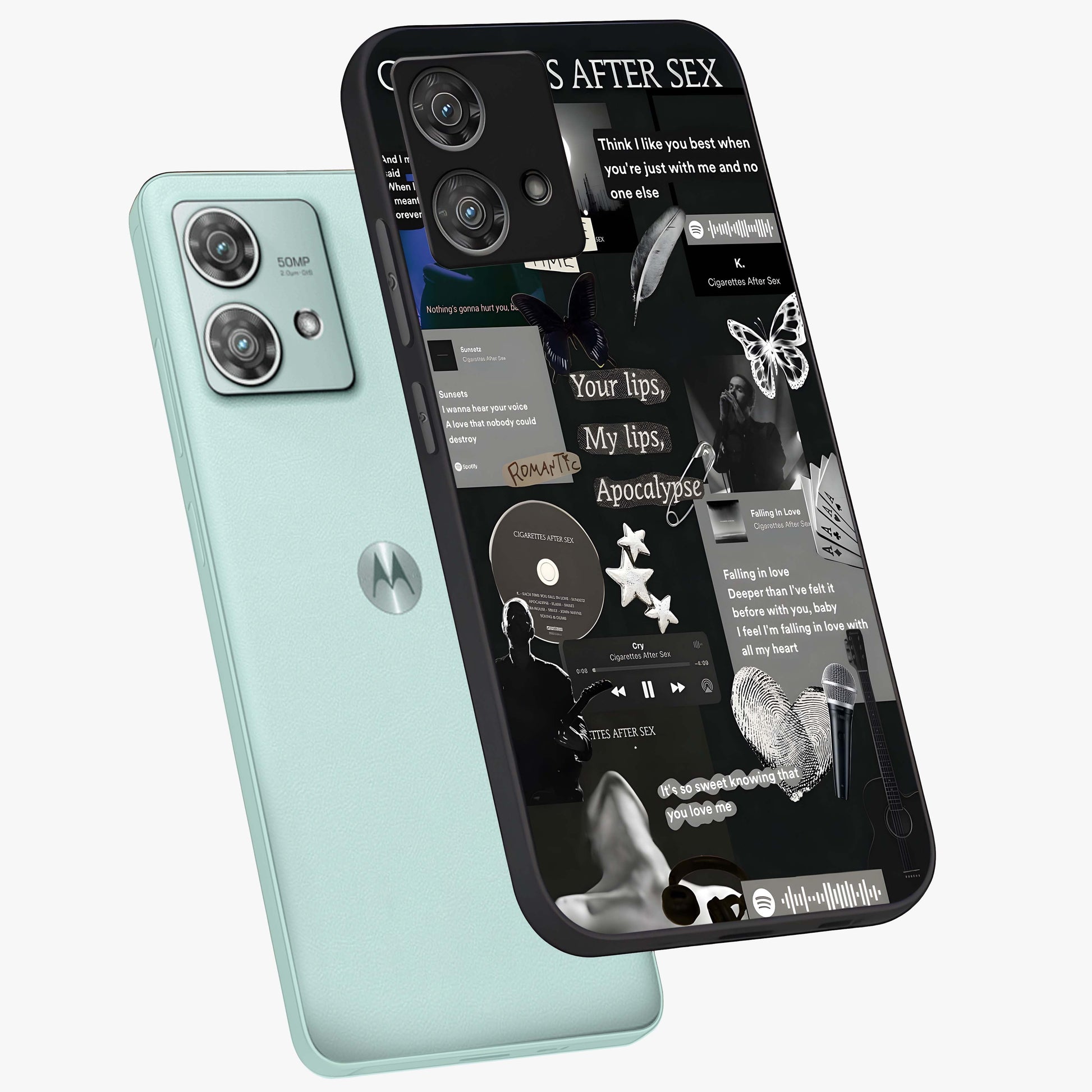 Midnight Love Echo Glass Case displayed in angled mockup highlighting elegant love inspired design with deep aesthetic style.
