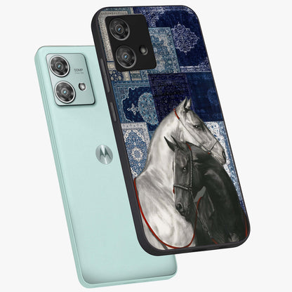Midnight Stallion Blues Glass Case displayed in angled mockup highlighting powerful stallion illustration with deep midnight tones.