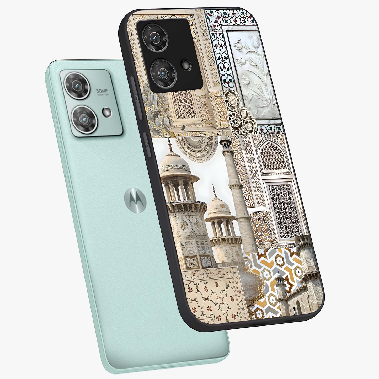 Mughal Marble Legacy Glass Case displayed in angled mockup highlighting elegant heritage marble artwork with royal aesthetic.