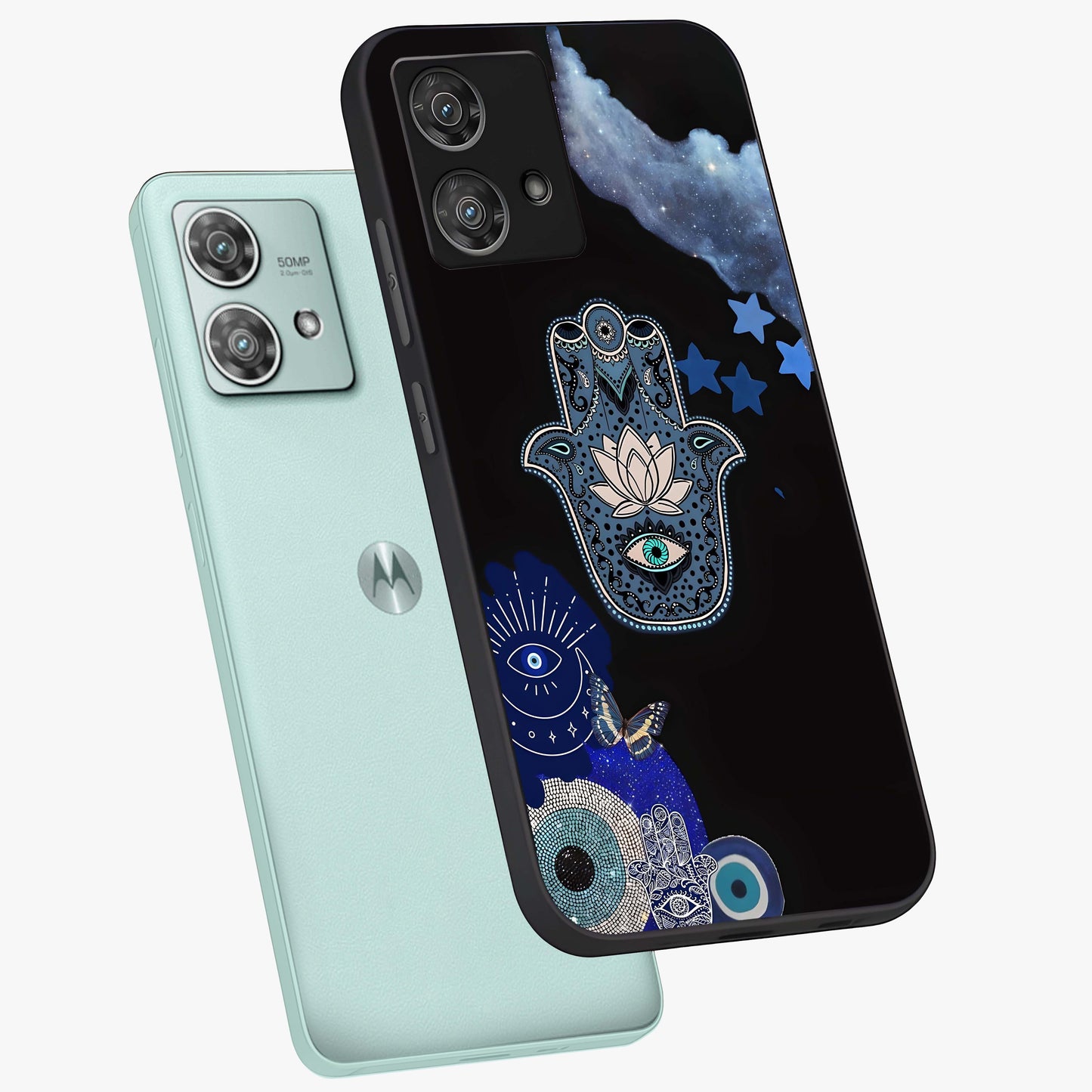 Mystic Hand Aura Glass Case displayed in angled mockup highlighting magical aura design with spiritual aesthetic style.