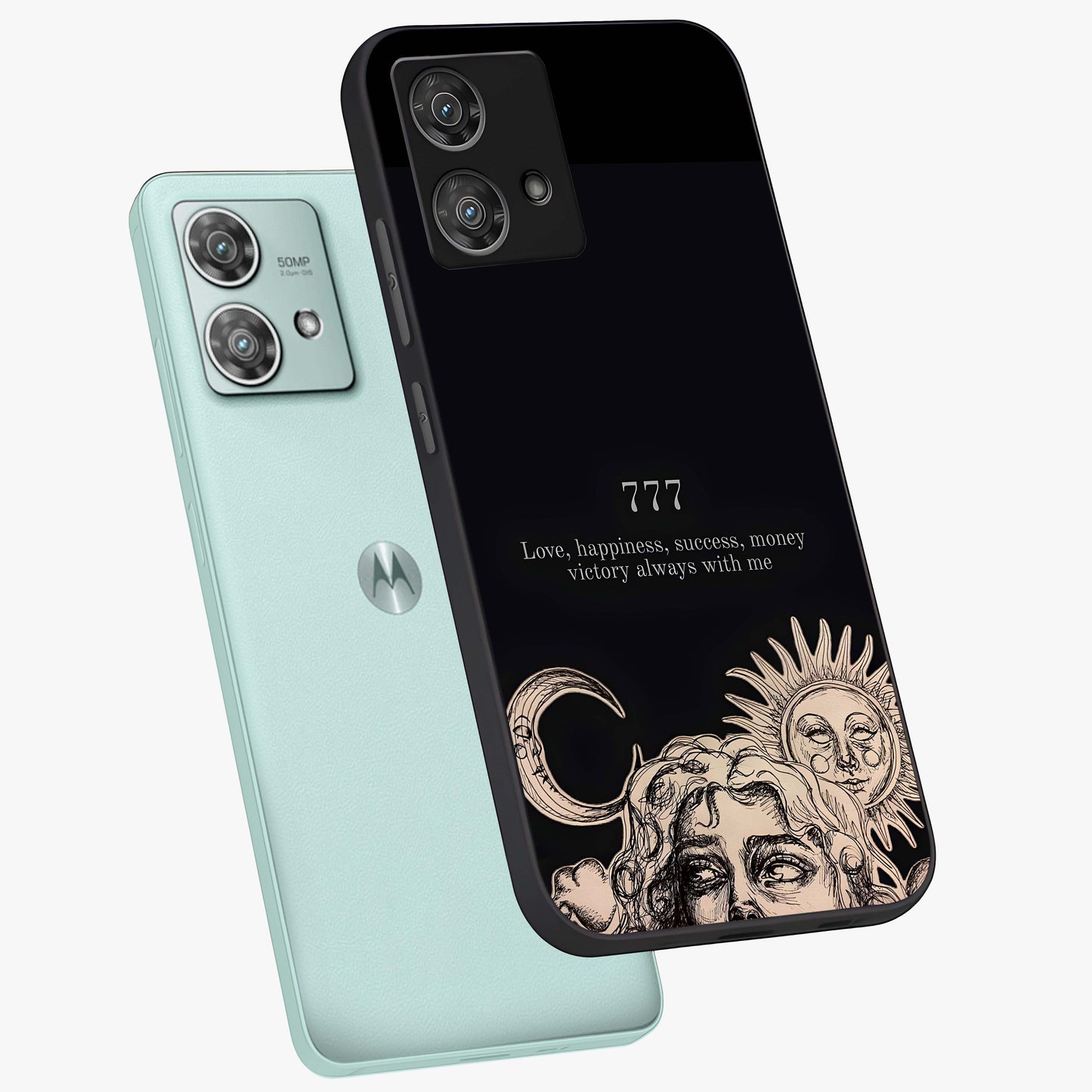 Mystic Victory Aura Glass Case displayed in angled mockup highlighting energetic aura design with bold mystical aesthetic.