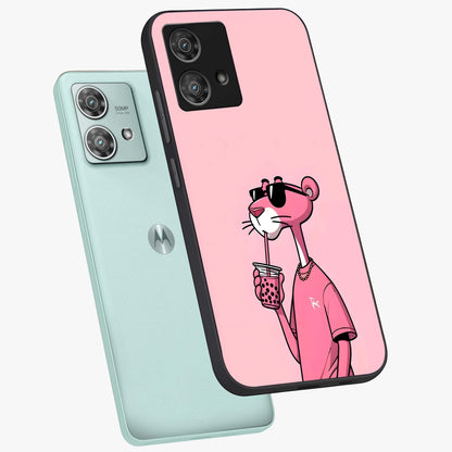 Pink Panther Glass Case displayed in angled mockup highlighting playful cartoon character design with vibrant pink aesthetic.