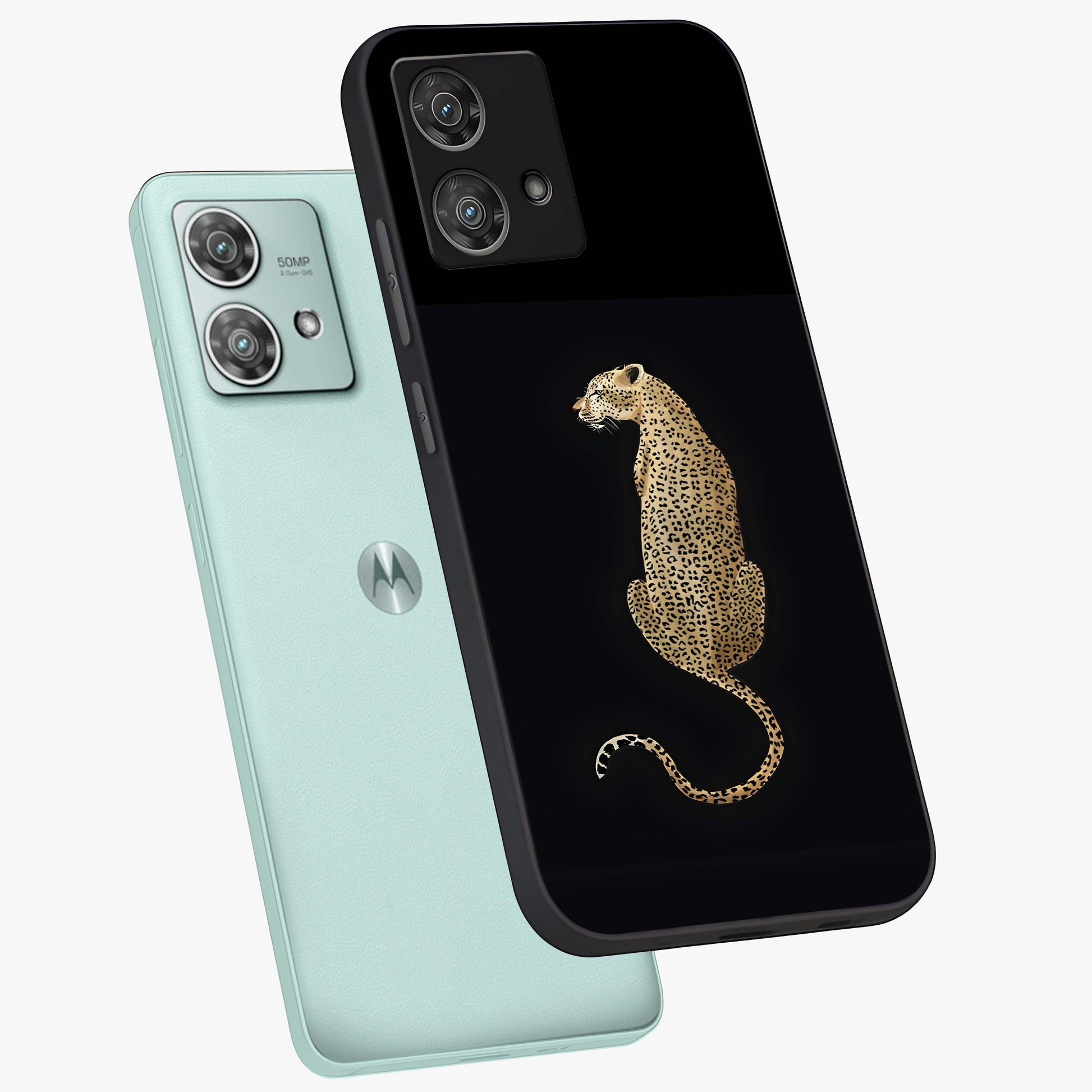 Regal Leopard Glass Case displayed in angled mockup highlighting powerful animal illustration with stylish wild aesthetic.