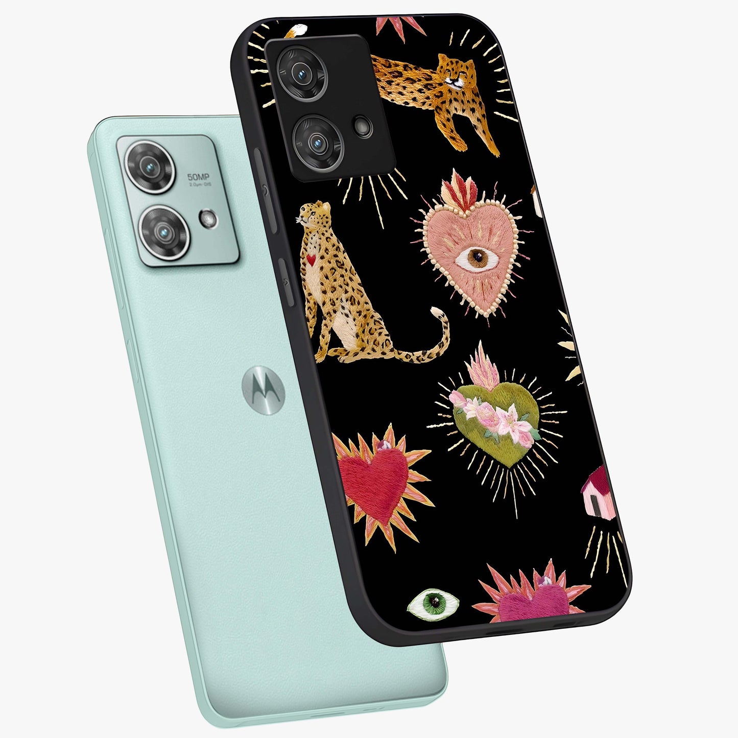 Sacred Jungle Heart Glass Case displayed in angled mockup highlighting lush tropical design with natural aesthetic style.
