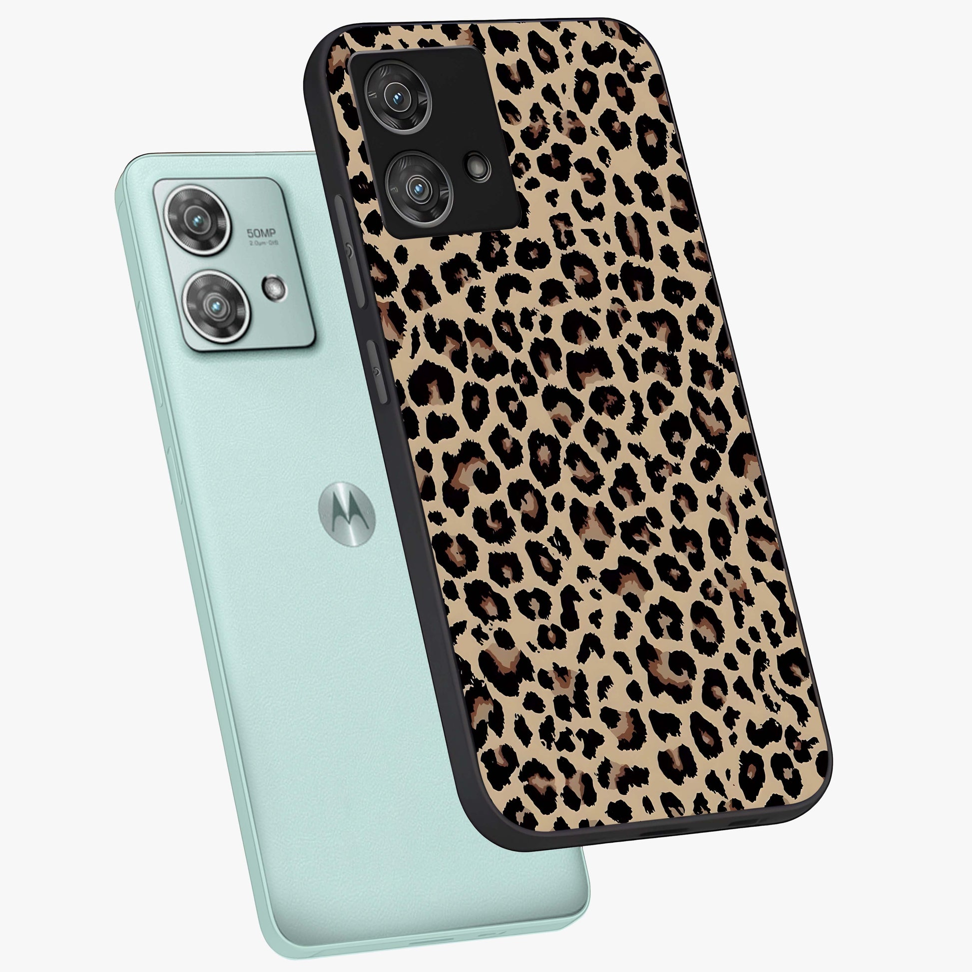 Savage Chic Pattern Glass Case displayed in angled mockup highlighting bold fashion inspired design with chic aesthetic.