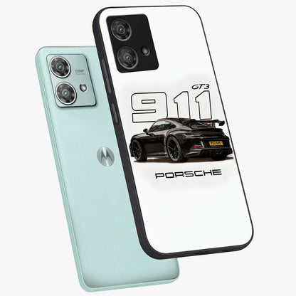 Turbo Legacy Icon Glass Case displayed in angled mockup highlighting dynamic automotive design with performance aesthetic.