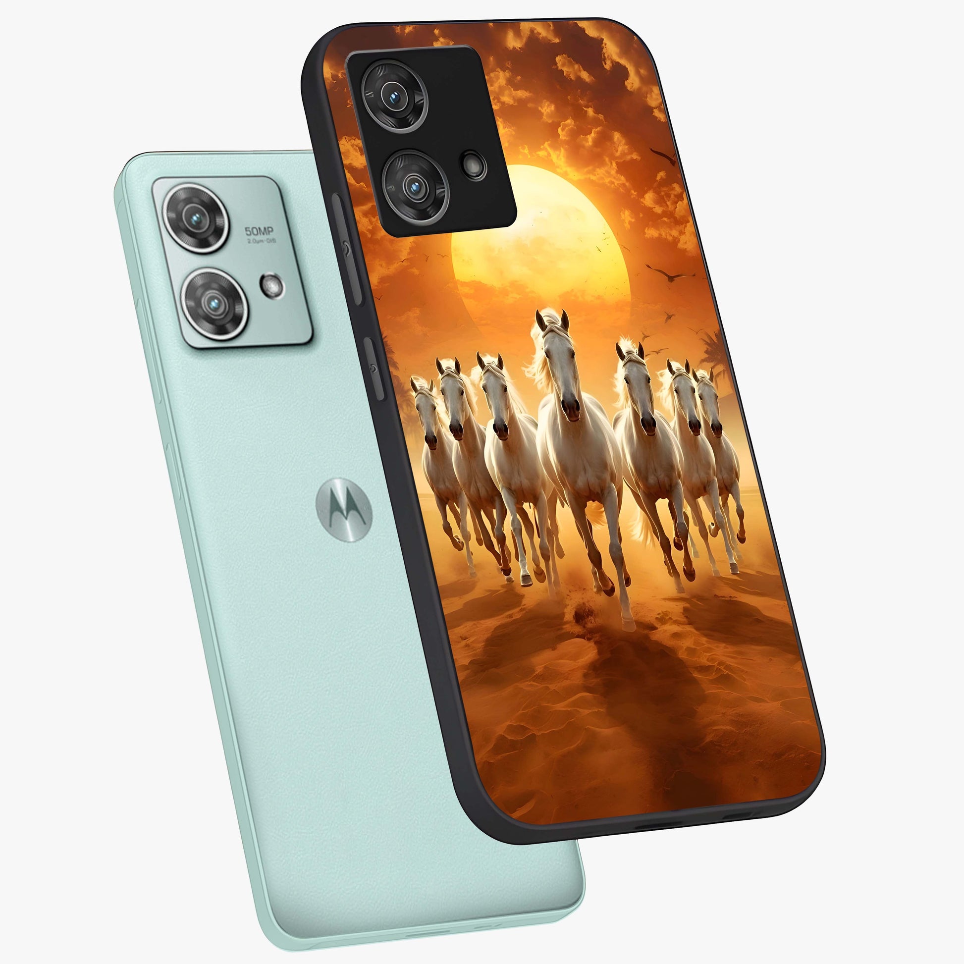 Wild Sunset Majesty Glass Case displayed in angled mockup highlighting vibrant sunset sky design with scenic aesthetic.
