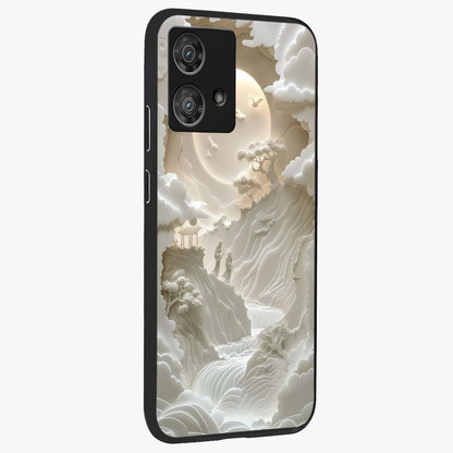 Celestial Origami Glass Case upright view showcasing creative origami artwork with modern celestial style.
