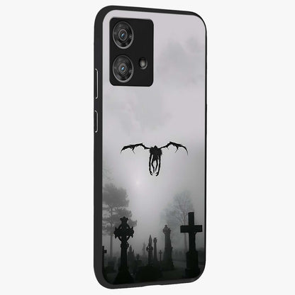 Graveyard Shadow Descent Glass Case upright view showcasing haunting graveyard artwork with dramatic dark theme.