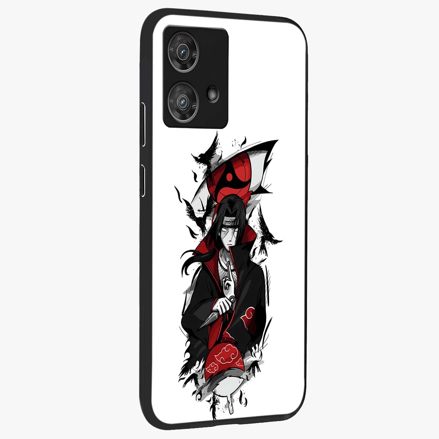 Itachi Limited Edition Naruto Anime Glass Case upright view showcasing intense anime artwork with powerful character theme.
