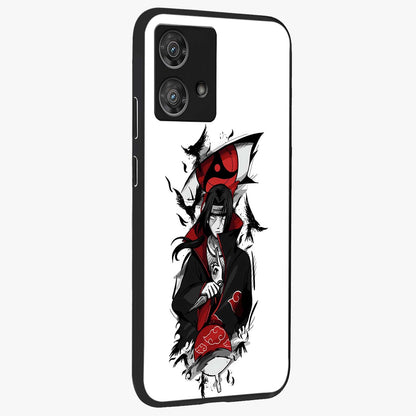 Itachi Limited Edition Naruto Anime Glass Case upright view showcasing intense anime artwork with powerful character theme.