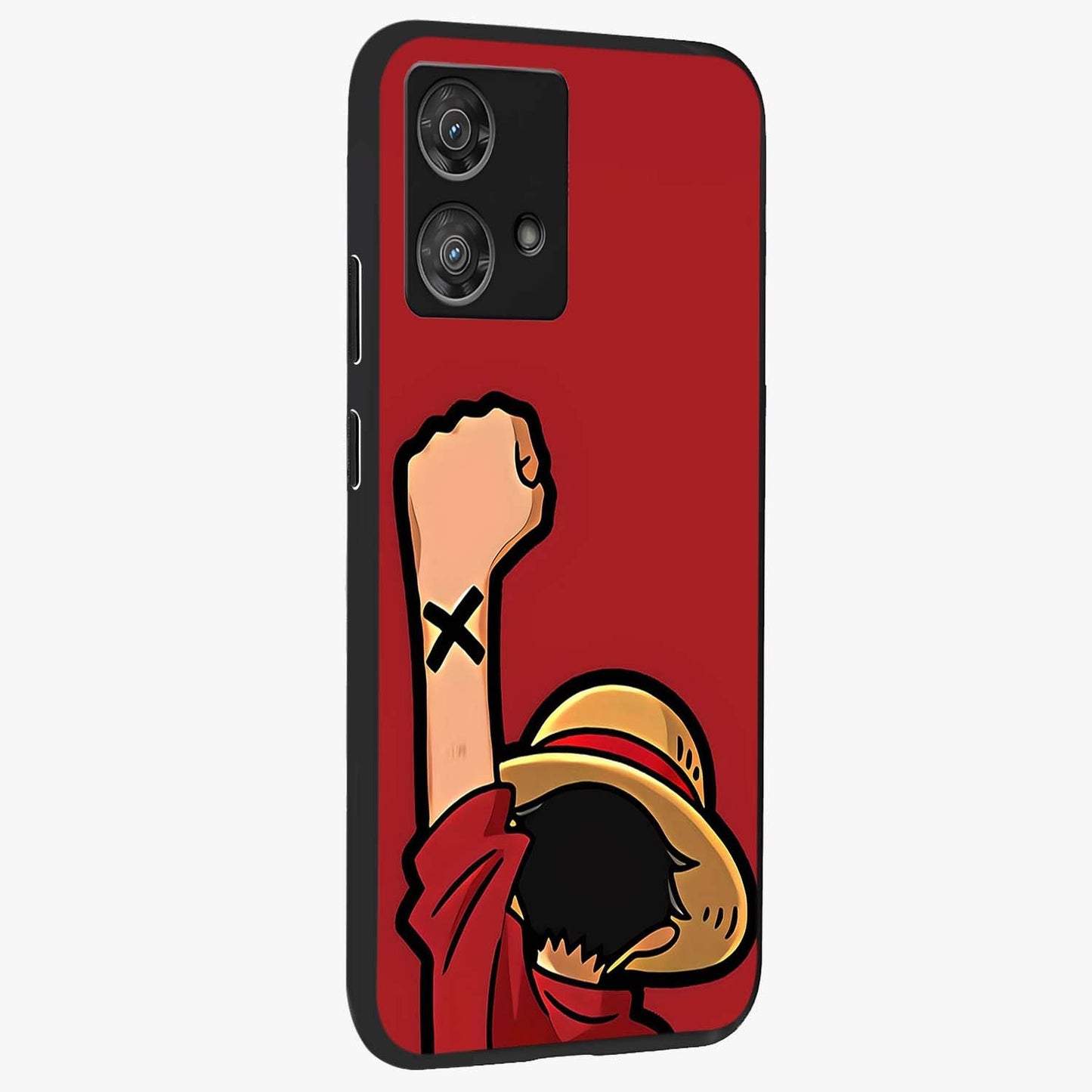 Luffy X Spirit Glass Case upright view showcasing striking anime artwork with adventurous character theme.