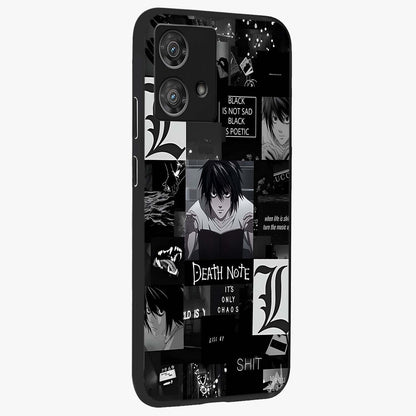 Midnight Chaos Mind Glass Case upright view showcasing expressive abstract artwork with bold dark theme.