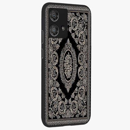 Noir Bloom Elegance Glass Case upright view showcasing graceful floral artwork with luxurious dark theme.