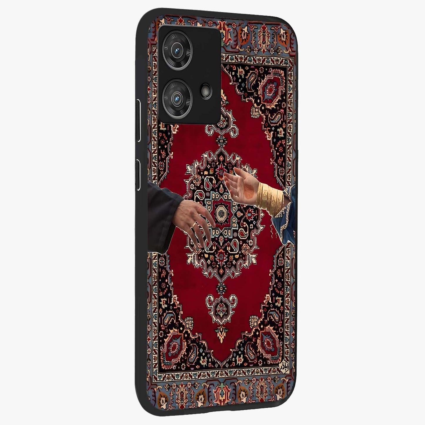 Royal Touch Reach Glass Case upright view showcasing stylish royal inspired artwork with graceful theme.
