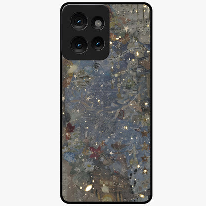 Aesthetic Astrolophia Glass Case showing flat back view with dreamy aesthetic design and glossy glass finish.