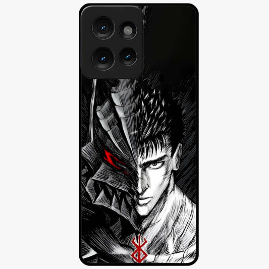 Berserker Blood Oath Glass Case showing flat back view with fierce warrior inspired artwork and glossy glass finish.