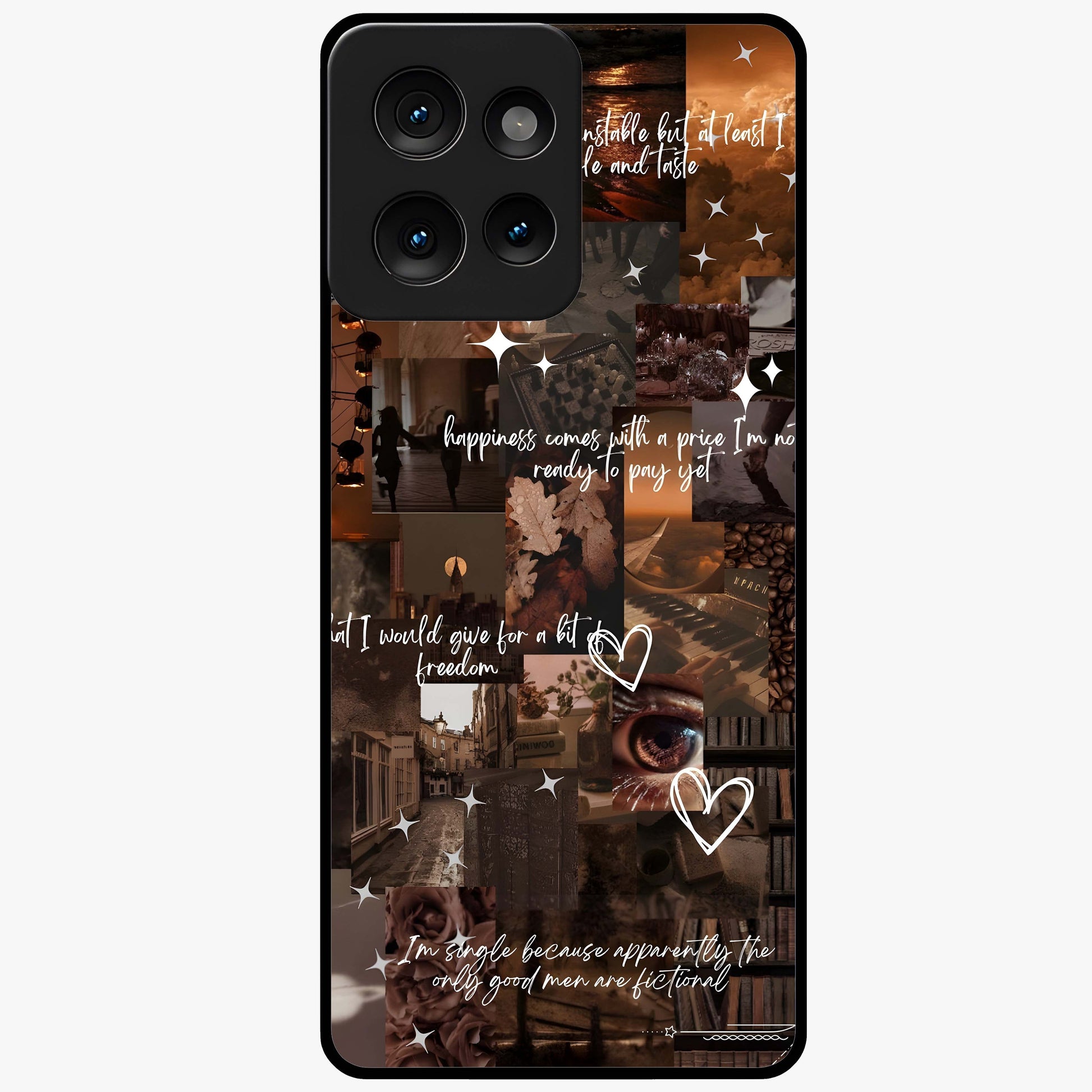 Bittersweet Aesthetic Chaos Glass Case showing flat back view with artistic chaotic aesthetic design and glossy glass finish.