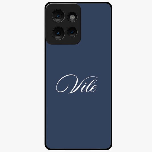 Blue Background Personalized Custom Name Glass Case showing flat back view with minimal blue background and custom name design.
