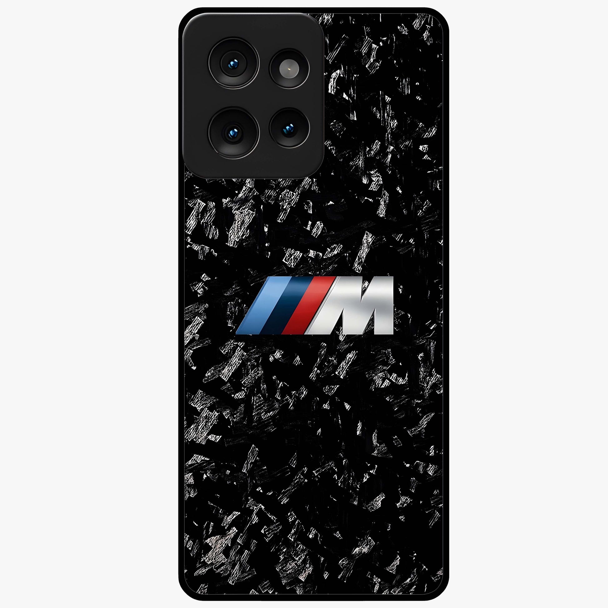Carbon Speed Mark Glass Case showing flat back view with sporty carbon pattern artwork and glossy glass finish.