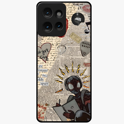 City Dream Sketch Glass Case showing flat back view with artistic city skyline sketch artwork and glossy glass finish.