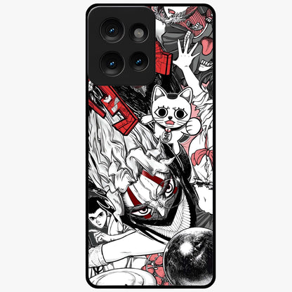 Crimson Chaos Panel Glass Case showing flat back view with bold crimson abstract artwork and glossy glass finish.