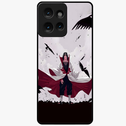 Crimson Crow Ascension Glass Case showing flat back view with mystical crow artwork and glossy glass finish.