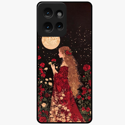 Crimson Dreams Glass Case showing flat back view with dreamy crimson artwork and glossy glass finish.