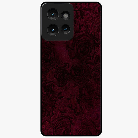 Crimson Fade Flow Glass Case showing flat back view with flowing crimson gradient artwork and glossy glass finish.