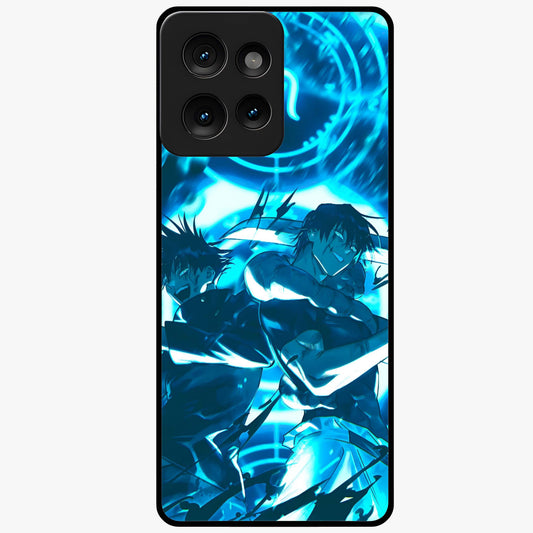 Cursed Energy Clash Glass Case showing flat back view with intense cursed energy artwork and glossy glass finish.