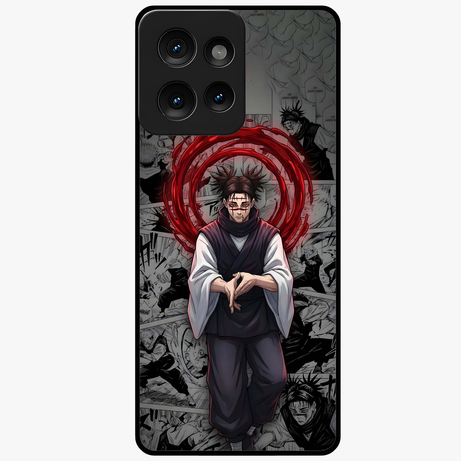 Cursed Ritual Ascension Glass Case showing flat back view with dark ritual themed artwork and glossy glass finish.