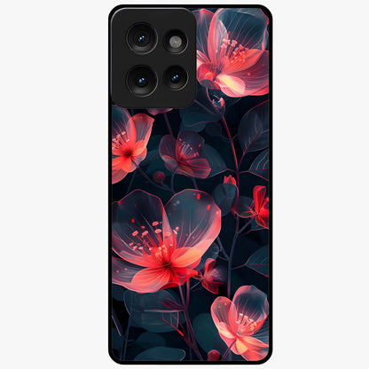 Dark Shade of Flower Glass Case showing flat back view with elegant dark floral artwork and glossy glass finish.
