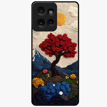 Eternal Nature Tapestry Glass Case showing flat back view with intricate nature tapestry artwork and glossy glass finish.