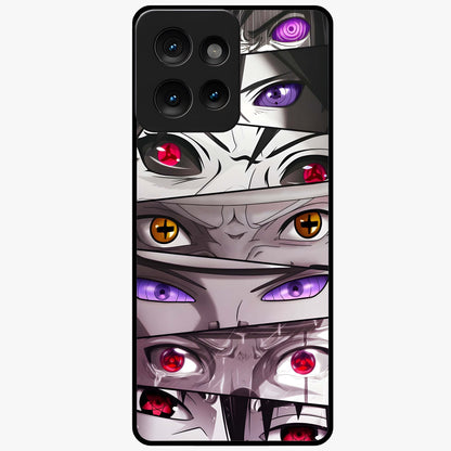 Eyes of Destiny Glass Case showing flat back view with striking eye themed artwork and glossy glass finish.