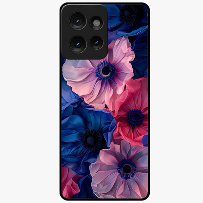 Flower Paper Art Pattern Glass Case showing flat back view with paper cut style floral artwork and glossy glass finish.