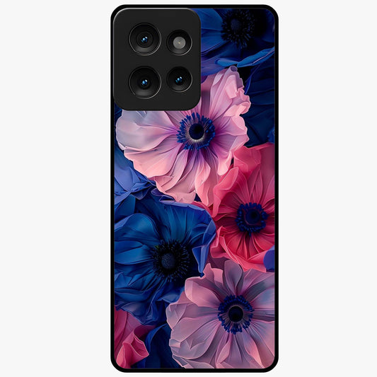 Flower Paper Art Pattern Glass Case showing flat back view with paper cut style floral artwork and glossy glass finish.