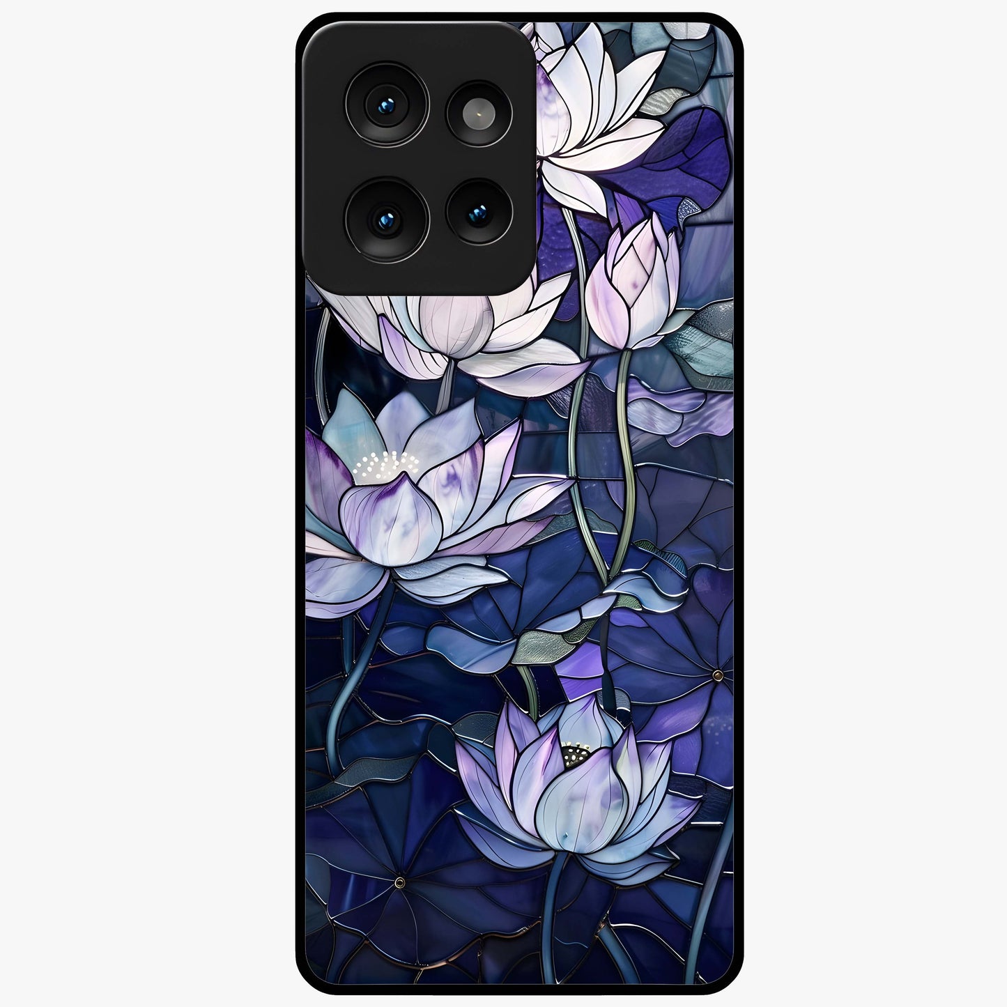 Gloss Petal Rush Glass Case showing flat back view with glossy flower petal artwork and smooth glass finish.