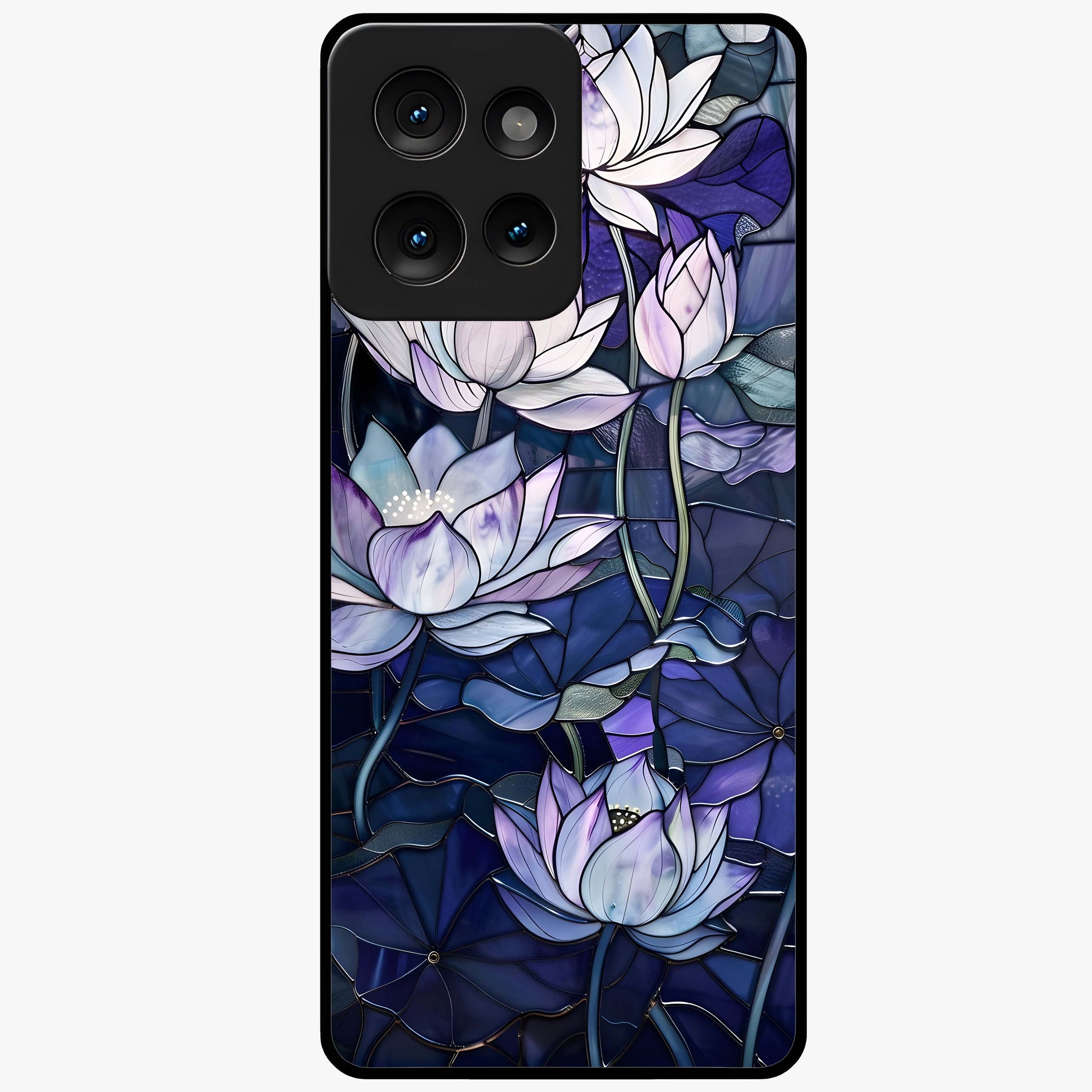 Gloss Petal Rush Glass Case showing flat back view with glossy flower petal artwork and smooth glass finish.