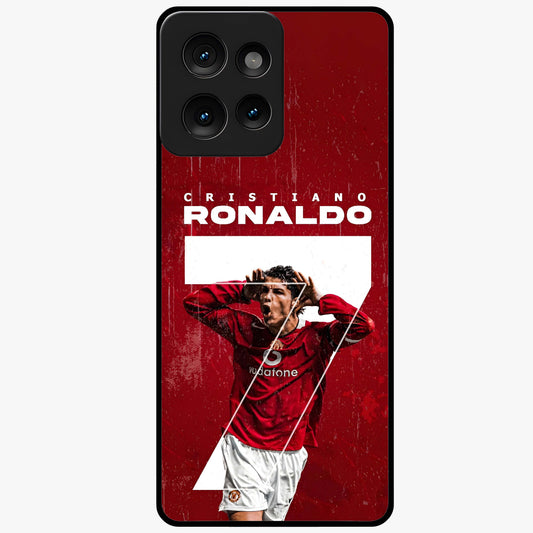 Goal Celebration Legacy Glass Case showing flat back view with football celebration inspired artwork and glossy glass finish.