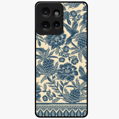 Heirloom Wild Bloom Glass Case showing flat back view with vintage inspired wild flower artwork and glossy glass finish.