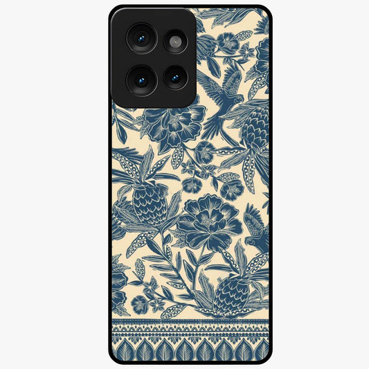 Heirloom Wild Bloom Glass Case showing flat back view with vintage inspired wild flower artwork and glossy glass finish.